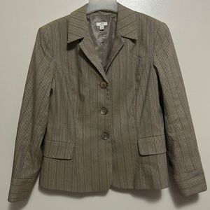 J. Jill Women’s Striped Lined Button Up Wool Blend Blazer Jacket Size 14